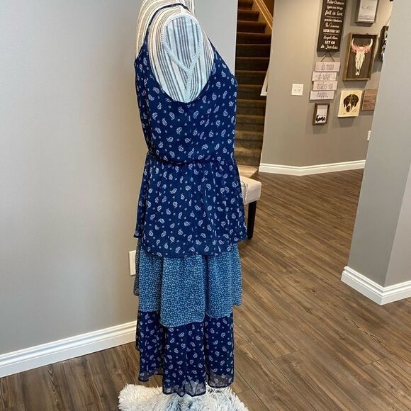 Lauren Conrad Dress Layered Chiffon Floral Medium - Picture 4 of 5